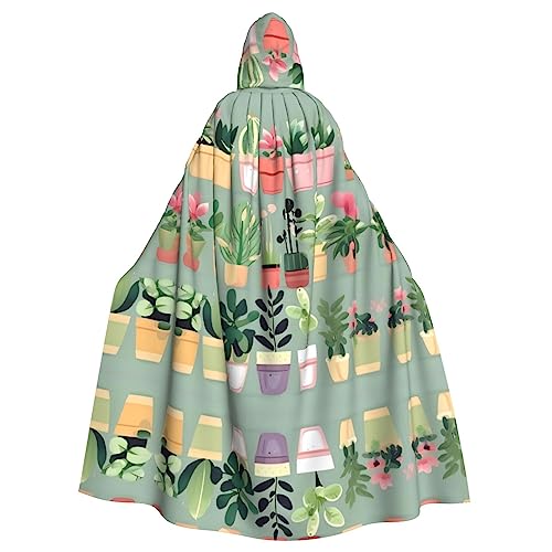 HYTTER Bonsai-Pflanzendruck, Halloween-Poncho mit Kapuze, für Erwachsene, Party-Dekoration, Party, Karneval, Kostüm, pflegeleicht, langlebig von HYTTER