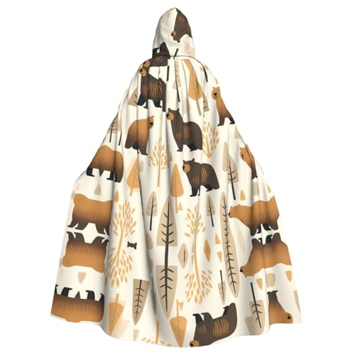 HYTTER Braunbären-Druck, Halloween-Poncho mit Kapuze, für Erwachsene, Party-Dekoration, Partys, Karneval, Kostüm, pflegeleicht, langlebig HYTTER Braunbären-Druck, Halloween-Poncho mit Kapuze, für Erwachsene, Party-Dekoration, Partys, Karneval, Kostüm, pflegeleicht, langlebig von HYTTER