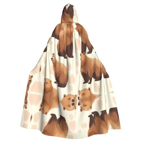 HYTTER Brauner Bären-Aufdruck, Halloween-Poncho mit Kapuze, für Erwachsene, Party-Dekoration, Party, Karneval, Kostüm, pflegeleicht, langlebig HYTTER Brauner Bären-Aufdruck, Halloween-Poncho mit Kapuze, für Erwachsene, Party-Dekoration, Party, Karneval, Kostüm, pflegeleicht, langlebig von HYTTER
