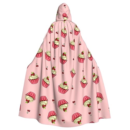 HYTTER Cherry Cake Prints Halloween-Poncho mit Kapuze, für Erwachsene, Party-Dekoration, Party, Karneval, Kostüm, pflegeleicht, langlebig von HYTTER