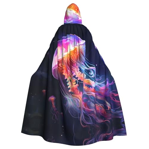 HYTTER Farbenfroher Quallen-Druck, Halloween-Poncho mit Kapuze, für Erwachsene, Party-Dekoration, Partys, Karneval, Kostüm, pflegeleicht, langlebig HYTTER Farbenfroher Quallen-Druck, Halloween-Poncho mit Kapuze, für Erwachsene, Party-Dekoration, Partys, Karneval, Kostüm, pflegeleicht, langlebig von HYTTER