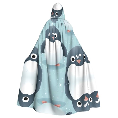 HYTTER Grauer Pinguin-Druck, Halloween-Poncho mit Kapuze, für Erwachsene, Party-Dekoration, Partys, Karneval, Kostüm, pflegeleicht, langlebig von HYTTER