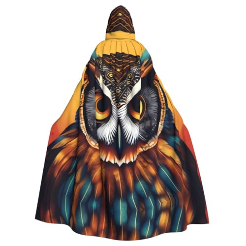 HYTTER Halloween-Poncho mit Kapuze, Eulenmotiv, für Erwachsene, Party-Dekoration, Party, Karneval, Kostüm, pflegeleicht, langlebig von HYTTER