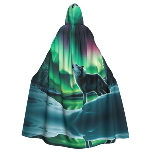 HYTTER Halloween-Poncho mit Kapuze, Motiv: Wölfe heulen in den Nordlichtern, für Erwachsene, Party-Dekoration, Party, Karneval, Kostüm, pflegeleicht, langlebig HYTTER Halloween-Poncho mit Kapuze, Motiv: Wölfe heulen in den Nordlichtern, für Erwachsene, Party-Dekoration, Party, Karneval, Kostüm, pflegeleicht, langlebig von HYTTER
