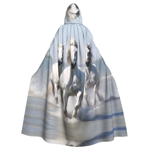 HYTTER Halloween-Poncho mit Kapuze, Motiv: weiße Pferde, für Erwachsene, Party-Dekoration, Party, Karneval, Kostüm, pflegeleicht, langlebig HYTTER Halloween-Poncho mit Kapuze, Motiv: weiße Pferde, für Erwachsene, Party-Dekoration, Party, Karneval, Kostüm, pflegeleicht, langlebig von HYTTER