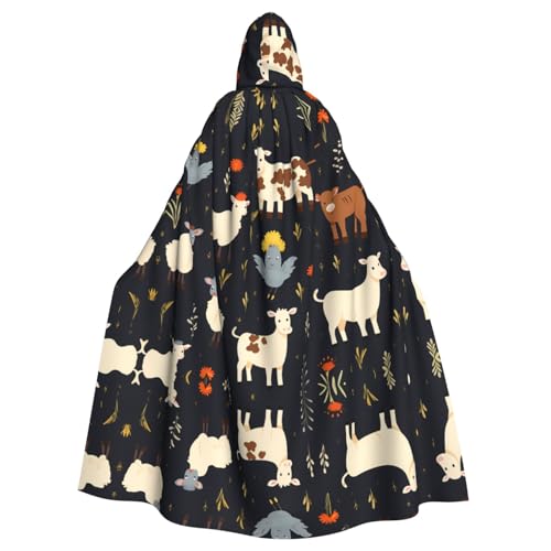 HYTTER Halloween-Poncho mit Kapuze und Bauernhoftierdruck, für Erwachsene, Party-Dekoration, Party, Karneval, Kostüm, pflegeleicht, langlebig HYTTER Halloween-Poncho mit Kapuze und Bauernhoftierdruck, für Erwachsene, Party-Dekoration, Party, Karneval, Kostüm, pflegeleicht, langlebig von HYTTER