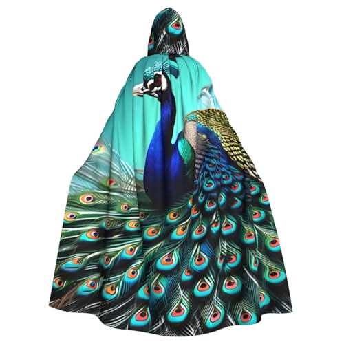 HYTTER Halloween-Poncho mit Kapuze und Pfauenmotiv, für Erwachsene, Party-Dekoration, Party, Karneval, Kostüm, pflegeleicht, langlebig von HYTTER