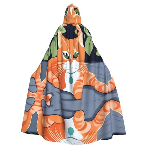 HYTTER Halloween-Poncho mit Kapuze und orangefarbenen Katzen, für Erwachsene, Party-Dekoration, Party, Karneval, Kostüm, pflegeleicht, langlebig HYTTER Halloween-Poncho mit Kapuze und orangefarbenen Katzen, für Erwachsene, Party-Dekoration, Party, Karneval, Kostüm, pflegeleicht, langlebig von HYTTER