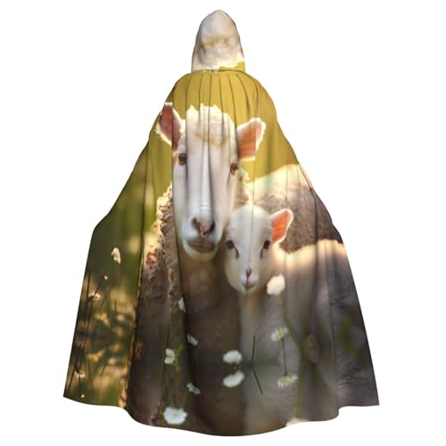 HYTTER Halloween-Poncho mit niedlichem Schaf mit Mutter, Kapuzenponcho für Erwachsene, Party-Dekoration, Party, Karneval, Kostüm, pflegeleicht, langlebig von HYTTER