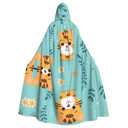 HYTTER Halloween-Poncho mit niedlichem Tiger-Druck, für Erwachsene, Party-Dekoration, Party, Karneval, Kostüm, pflegeleicht, langlebig HYTTER Halloween-Poncho mit niedlichem Tiger-Druck, für Erwachsene, Party-Dekoration, Party, Karneval, Kostüm, pflegeleicht, langlebig von HYTTER