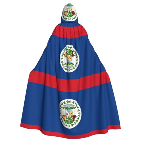 HYTTER Kapuzenponcho mit Belize-Flagge, für Erwachsene, Party-Dekoration, Party, Karneval, Kostüm, pflegeleicht, langlebig von HYTTER