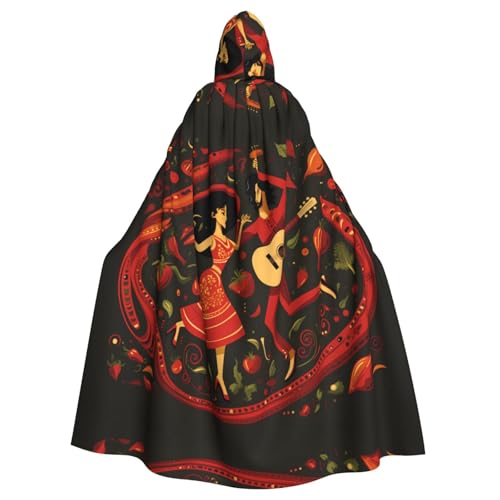 HYTTER Mexikanische Salsa-Symbole für Halloween, Kapuzenponcho für Erwachsene, Party-Dekoration, Party, Karneval, Kostüm, pflegeleicht, langlebig HYTTER Mexikanische Salsa-Symbole für Halloween, Kapuzenponcho für Erwachsene, Party-Dekoration, Party, Karneval, Kostüm, pflegeleicht, langlebig von HYTTER