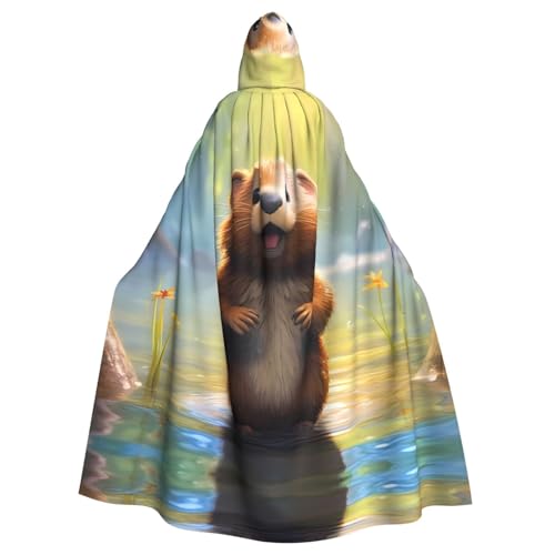 HYTTER Niedlicher Biber-Druck, Halloween-Poncho mit Kapuze, für Erwachsene, Party-Dekoration, Partys, Karneval, Kostüm, pflegeleicht, langlebig HYTTER Niedlicher Biber-Druck, Halloween-Poncho mit Kapuze, für Erwachsene, Party-Dekoration, Partys, Karneval, Kostüm, pflegeleicht, langlebig von HYTTER