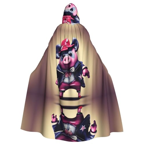 HYTTER Piggy Prints Halloween-Poncho mit Kapuze, für Erwachsene, Party-Dekoration, Party, Karneval, Kostüm, pflegeleicht, langlebig von HYTTER