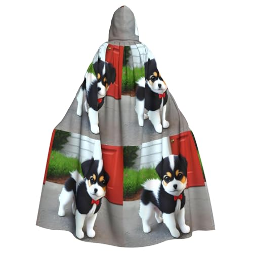 HYTTER Schwarzer und weißer Welpen-Aufdruck, Halloween-Poncho mit Kapuze, für Erwachsene, Party-Dekoration, Party, Karneval, Kostüm, pflegeleicht, langlebig HYTTER Schwarzer und weißer Welpen-Aufdruck, Halloween-Poncho mit Kapuze, für Erwachsene, Party-Dekoration, Party, Karneval, Kostüm, pflegeleicht, langlebig von HYTTER