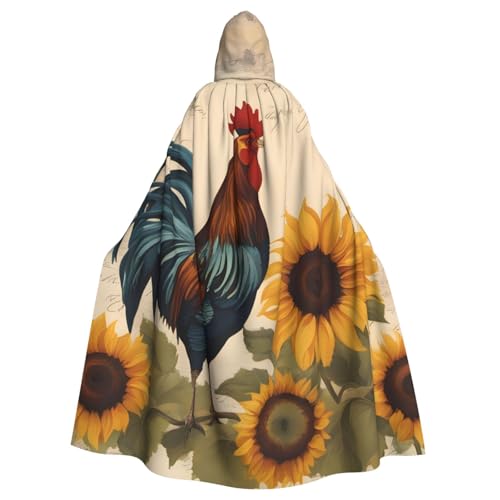 HYTTER Vintage-Sonnenblumen-Hahn-Druck, Halloween-Kapuzenponcho für Erwachsene, Party-Dekoration, Partys, Karneval, Kostüm, pflegeleicht, langlebig HYTTER Vintage-Sonnenblumen-Hahn-Druck, Halloween-Kapuzenponcho für Erwachsene, Party-Dekoration, Partys, Karneval, Kostüm, pflegeleicht, langlebig von HYTTER