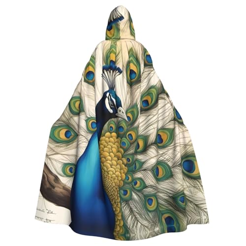HYTTER Wunderschöner Pfauen-Poncho mit Kapuze, für Erwachsene, Party-Dekoration, Party, Karneval, Kostüm, pflegeleicht, langlebig von HYTTER