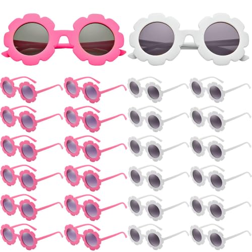 HYYZZC 60 Stück runde Blumen-Sonnenbrillen für Mädchen und Kleinkinder, süße Blumenbrillen für den Außenbereich, Strandbrillen, Geburtstagsparty-Geschenke für Kinder, weiß rosa, 12 Stück HYYZZC 60 Stück runde Blumen-Sonnenbrillen für Mädchen und Kleinkinder, süße Blumenbrillen für den Außenbereich, Strandbrillen, Geburtstagsparty-Geschenke für Kinder, weiß rosa, 12 Stück von HYYZZC