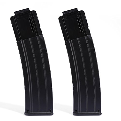 HYZH 2 Stück Worker Soft Bullet Magazin 22-Dart Quick Reload Clip Bullet Clip für Nerf N-Strike Elite Serie Spielzeuggewehre-Transparentes Schwarz von HYZH