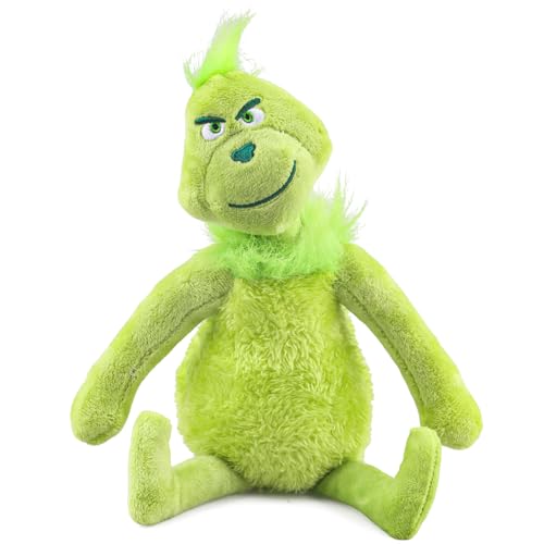 Der Weihnachtsmuffel Plüschfigur, 32cm Grin Weihnachten Hunde Plüsch Puppe, Grün Comic Figur Plüschtier als Wurfkissen Stofftier mit Grünem Pelzigem, Lustiges Christmas Geschenkdeko für Kinder (A) von HYZMSZA