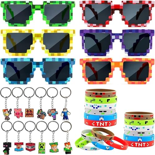 HYZMSZA Videospiel Party Mitgebsel, 30 Pcs Kindergeburtstag Gastgeschenke mit Spiel Pixel Brille Armband Schlüsselanhänger, Gamer Theme Party Zubehör, Pixel Party Mitgebsel Kinder HYZMSZA Videospiel Party Mitgebsel, 30 Pcs Kindergeburtstag Gastgeschenke mit Spiel Pixel Brille Armband Schlüsselanhänger, Gamer Theme Party Zubehör, Pixel Party Mitgebsel Kinder von HYZMSZA