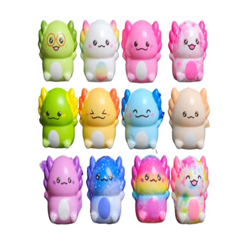 12 Stück Axolotl Squishy, Axolotl Spielzeug, Axolotl, Squishy, Squishies, Taba Squishy, Entspannungsspielzeug, Langsam Rückfedernd, Zufällige Farben, Ideal für Stressabbau, Büro, Schule und Reisen von HYZSHL