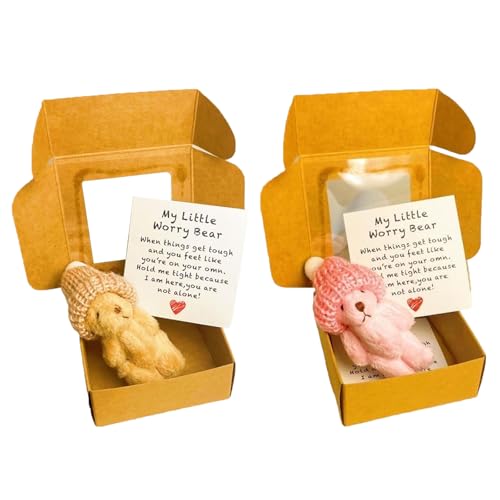 2 Sätze Niedliche Kleine Bär Im Geschenkset, Emotional Support Mit 1 Rosa und 1 Braunem Bär, 2 Karten und 2 Boxen, für Emotionale Unterstützung und Besondere Anlässe von HYZSHL