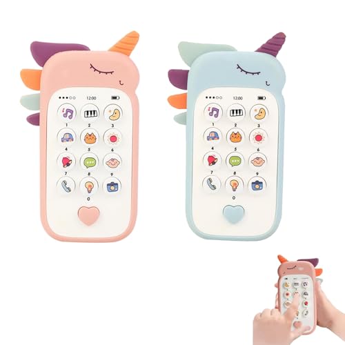 2 Stück Spielhandy für Babys, Einhorn Spielzeughandy Set mit 2 Stück in Pink und Blau, Fördert Sensorik und Motorik, Perfekt für Reisen, Kinder Spielzeug Geschenk 1 Jahr Mädchen Junge 2 Stück Spielhandy für Babys, Einhorn Spielzeughandy Set mit 2 Stück in Pink und Blau, Fördert Sensorik und Motorik, Perfekt für Reisen, Kinder Spielzeug Geschenk 1 Jahr Mädchen Junge von HYZSHL