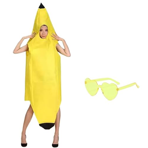 HYZSHL Bananenkostüm für Erwachsene, Lustiges Obstkostüm Mit Gelben Brillen, Kostüme für Erwachsene, Lustige Kostüme Perfekt für Karneval, Halloween und Cosplay von HYZSHL