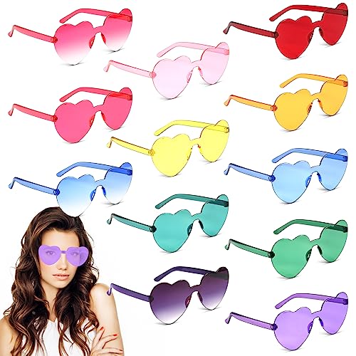 HZMJDHZM 12 Paar Hippie Herzförmige Brille, Randlose Herz Brille Partybrillen Transparente Candy Color Sonnenbrille Party Brille Geburtstagsfeier für Kinder und Erwachsene HZMJDHZM 12 Paar Hippie Herzförmige Brille, Randlose Herz Brille Partybrillen Transparente Candy Color Sonnenbrille Party Brille Geburtstagsfeier für Kinder und Erwachsene von HZMJDHZM