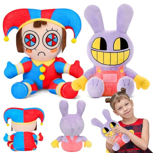 2 Stück The Digital Circus Plush, The Amazing Digital Circus Plüschtiere, Pomni and Jax Kuscheltier, Circus Joker Plush Toy Soft Stuffed Anime Peripheriegeräte für Jungen Mädchen (C) von HZMJDHZM