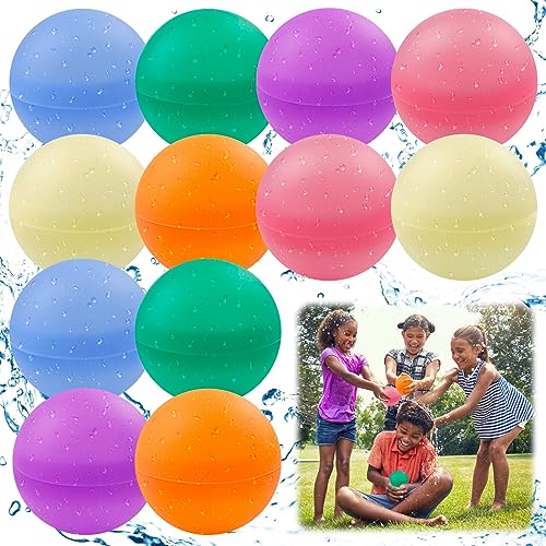 Wiederverwendbare Wasserbomben, 12 Stück Schnell Befüllbare Silikon Spritzbälle Wiederverwendbare Wasserballons Wasserspielzeug für Kinder Wasserkampfspiel, Sommer Draussen(12) von HZMJDHZM