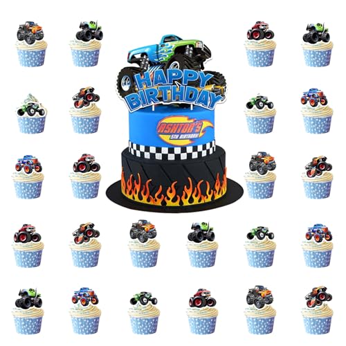 25 Stück Monster Truck Cupcake Tops, Kindergeburtstag Party Supplies, Auto Tortendeko, Happy Birthday Cake Topper, für Kinder Geburtstag Zubehör, Geburtstagsfeier, Baby Party 25 Stück Monster Truck Cupcake Tops, Kindergeburtstag Party Supplies, Auto Tortendeko, Happy Birthday Cake Topper, für Kinder Geburtstag Zubehör, Geburtstagsfeier, Baby Party von HaOrchid