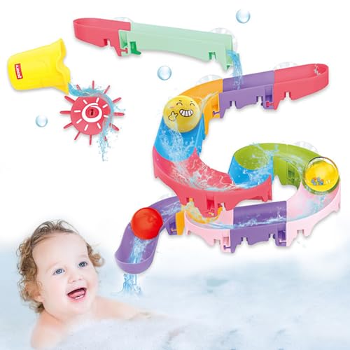 28 PCS Badespielzeug, Spielzeug ab 3 4 5 Jahre, Wasserspielzeug Kinder mit Saugnäpfe, Badewannenspielzeug Set, Baby Murmelbahn, Badespaß Geschenk Mädchen Junge von HaOrchid