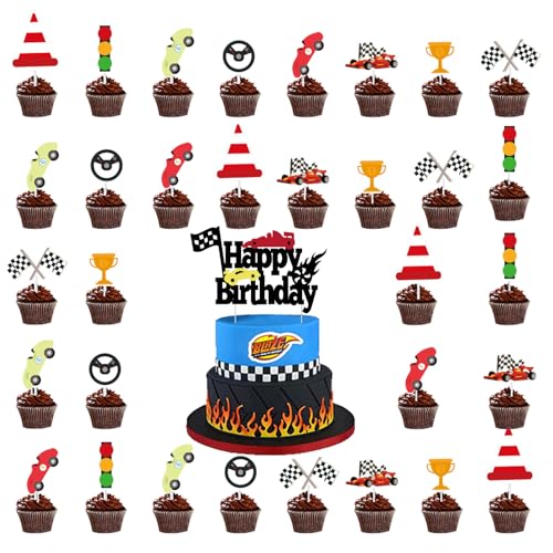 33 Stück Racing Auto Tortendeko, Sportwagen Car Cupcake Toppers, Auto Thematische Geburtstag Deko, Rennwagen Geburtstag Dekoration, für Jungen und Kinder Geburtstagsparty 33 Stück Racing Auto Tortendeko, Sportwagen Car Cupcake Toppers, Auto Thematische Geburtstag Deko, Rennwagen Geburtstag Dekoration, für Jungen und Kinder Geburtstagsparty von HaOrchid