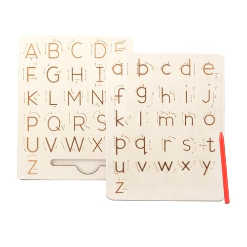 Holz Alphabet Schreibtafel, Doppelseitig Letter Tracing Board ABC, Montessori Lernspielzeug für Vorschulkinder, Buchstaben Lernen Educational Toys, Einschulung Geschenke für 3 4 5 Jahre alte Kinder Holz Alphabet Schreibtafel, Doppelseitig Letter Tracing Board ABC, Montessori Lernspielzeug für Vorschulkinder, Buchstaben Lernen Educational Toys, Einschulung Geschenke für 3 4 5 Jahre alte Kinder von HaOrchid