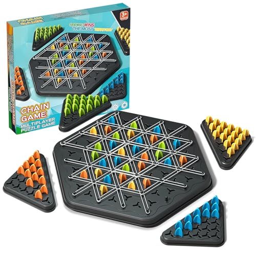 Triggle Game, Kettendreieck Schach, Puzzles Pielzeug, klassisches Strategie Steckbrettspiel, Strategisches Denkspiel für Die Ganze Familie für Familienfeiern Mit Kindern Und Erwachsenen Triggle Game, Kettendreieck Schach, Puzzles Pielzeug, klassisches Strategie Steckbrettspiel, Strategisches Denkspiel für Die Ganze Familie für Familienfeiern Mit Kindern Und Erwachsenen von HaOrchid