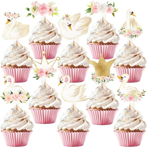 Schwanen-Cupcake-Topper – elegante Schwanen-Party-Dekorationen und Schwan-Kuchendekoration – perfekt für Schwanengeburtstags-Cupcake-Topper, Schwanen-Baby-Party und Schwanensee-Themenparty, 40 Stück Schwanen-Cupcake-Topper – elegante Schwanen-Party-Dekorationen und Schwan-Kuchendekoration – perfekt für Schwanengeburtstags-Cupcake-Topper, Schwanen-Baby-Party und Schwanensee-Themenparty, 40 Stück von HaPiBiDesign