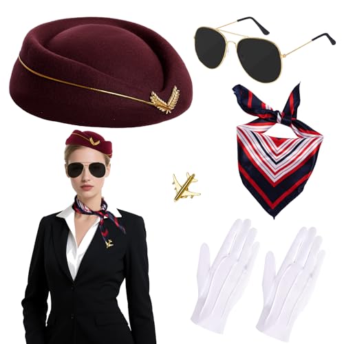 Haakong Damen-Flugbegleiter-Kostüm, Zubehör für Halloween-Party-Kostüm (Stil 3) von Haakong