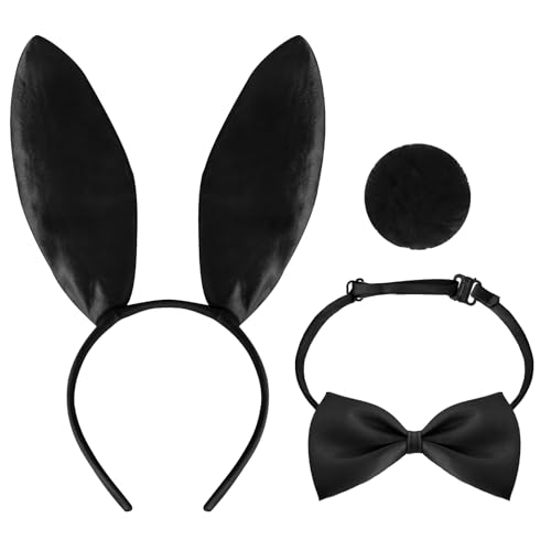 Haakong Hasenkostüm-Set inklusive Hasenohren-Stirnband, Fliege und Hasenschwanz-Handschuhen, Zubehör für Osterparty, Pink, Standard Haakong Hasenkostüm-Set inklusive Hasenohren-Stirnband, Fliege und Hasenschwanz-Handschuhen, Zubehör für Osterparty, Pink, Standard von Haakong