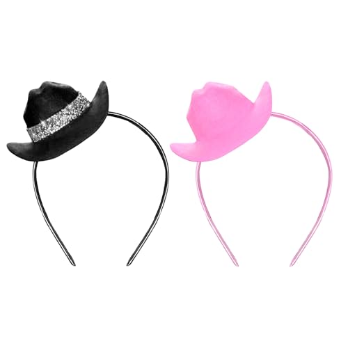 Haakong Rosa Cowgirl-Hut Mini Cowboyhut für Frauen Western Cowgirl Accessoires Damen Kostüm Halloween Western Cowboy Party, rosa / schwarz, Small Haakong Rosa Cowgirl-Hut Mini Cowboyhut für Frauen Western Cowgirl Accessoires Damen Kostüm Halloween Western Cowboy Party, rosa / schwarz, Small von Haakong