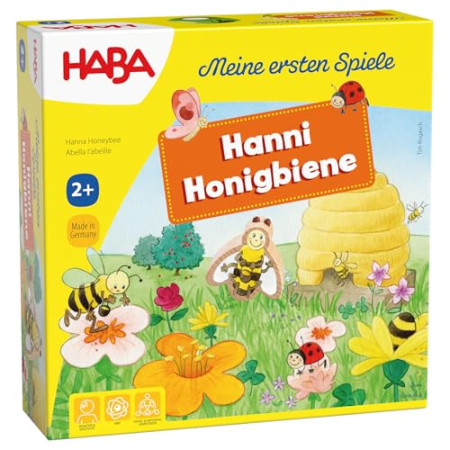 HABA 301838 - Meine ersten Spiele Hanni Honigbiene, kooperatives Farbwürfelspiel für 1-4 Spieler ab 2 Jahren, zum Farbenlernen von HABA