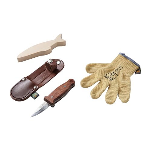HABA Terra Kids Basis-Schnitzset – Taschenmesser-Set für Kinder ab 6 Jahren – inkl. Handschuhen, Schnitzrohling & Messer-Etui – 1302622001 von HABA