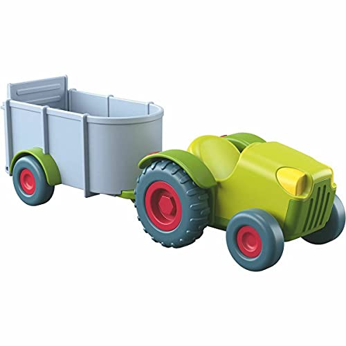 Haba 303131 Little Friends - Traktor mit Anhänger, Grüne von HABA