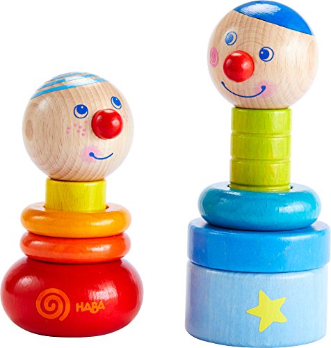 HABA 303854 - Steckspiel Farbzwerge , Holzspielzeug aus 10 bunten Steckteilen mit zwei lustigen Köpfen zum Zusammenbauen , Spielzeug ab 18 Monaten von HABA
