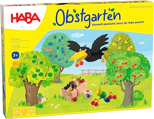 Haba 4170 - Obstgarten Spannendes Würfelspiel, mit 40 Früchten aus Holz und leicht verständlichen Spielregeln, beliebtes Brettspiel ab 3 Jahren von HABA
