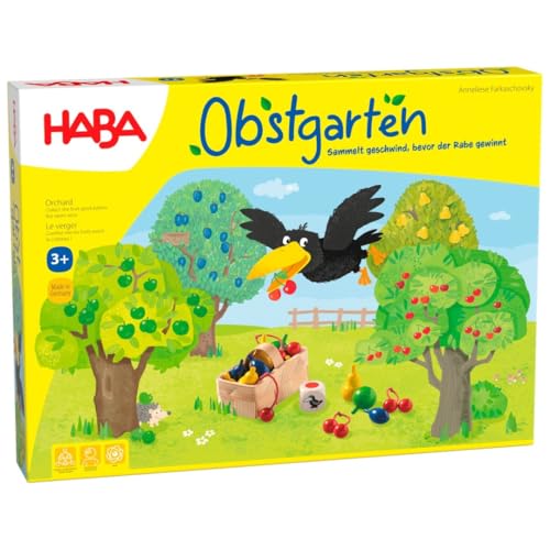 HABA Obstgarten – Großes Brett- und Würfelspiel für die ganze Familie, rund um Farben und Formen, Holzspielzeug-Klassiker für Kinder ab 3 Jahren – 1004170001 von HABA