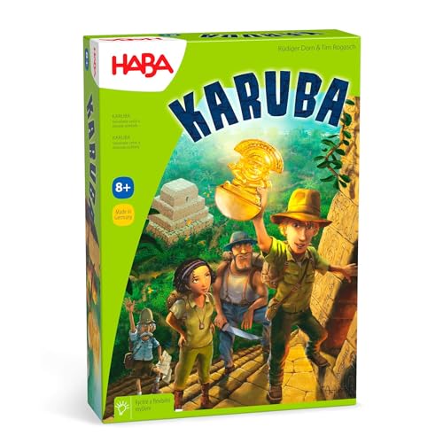 Haba 300932 - Karuba, Strategie- und Brettspiel für die ganze Familie, ein fesselndes Legeabenteuer für 2-4 Schatzjäger ab 8 Jahren von HABA