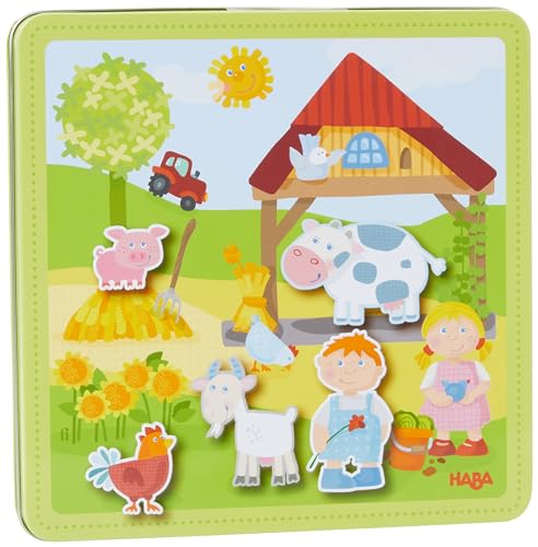 Haba 301951 - Magnetspiel-Box Peters und Paulines Bauernhof, abwechslungsreiches Magnetpuzzle rund um das Leben auf dem Bauernhof, hübsches Kleinkindspielzeug ab 3 Jahren von HABA