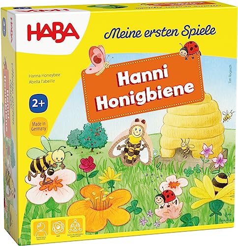 HABA – Meine ersten Spiele: Hanni Honigbiene – Kooperatives Würfel- und Farbspiel – Für Kinder ab 2 Jahren – Mit 3D-Bienenstock und Holzfigur – 1301838001 von HABA